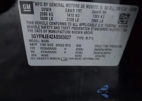 2010 Cadillac Srx Turbo Performance z USA, uszkodzony, nr VIN 3GYFNJE42AS563827